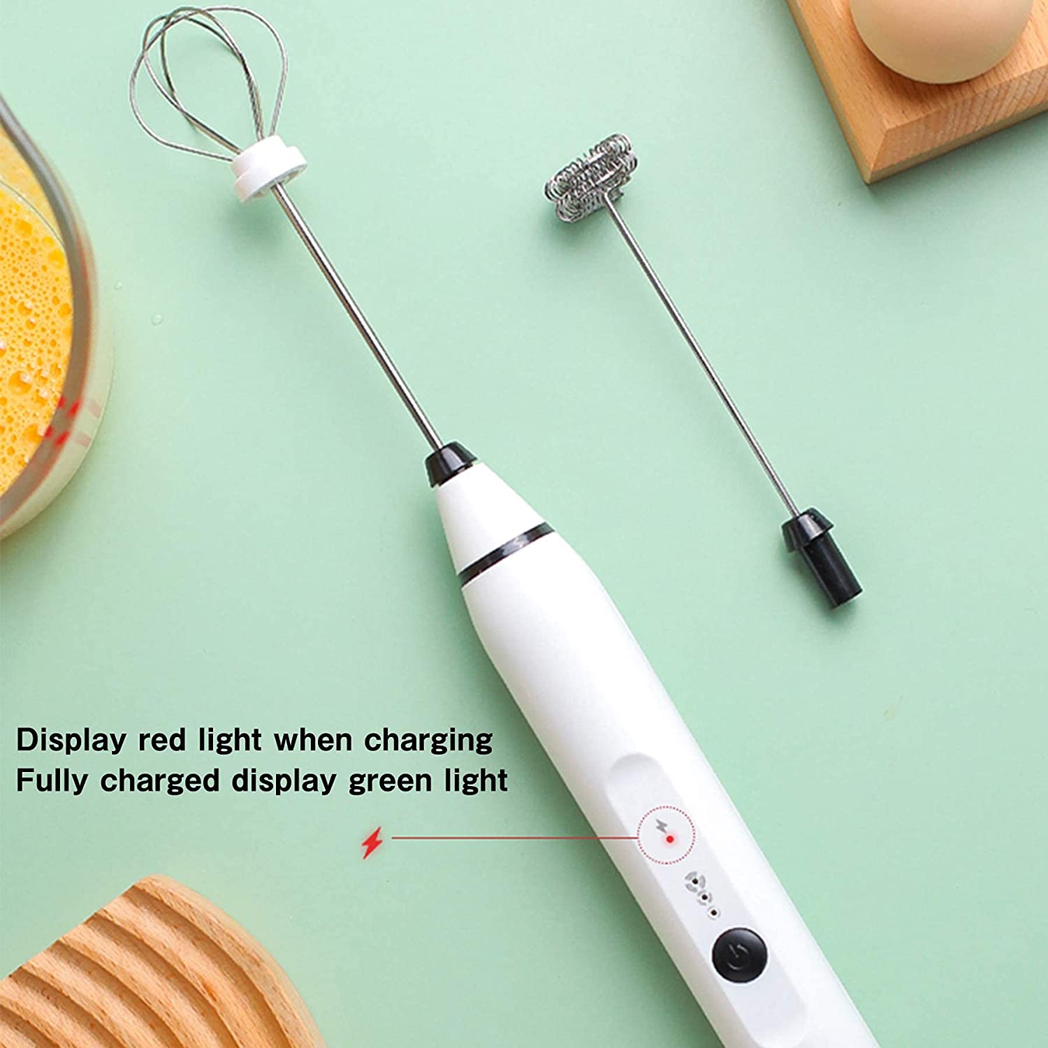 3-Speed Rechargeable Milk Frother, Handheld, USB, Silver