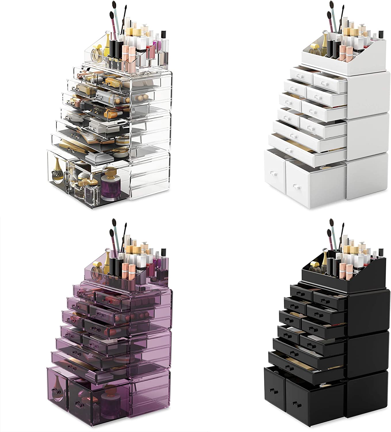 Makeup Cosmetic Organizer Storage with 12 Drawers Display Boxes Black