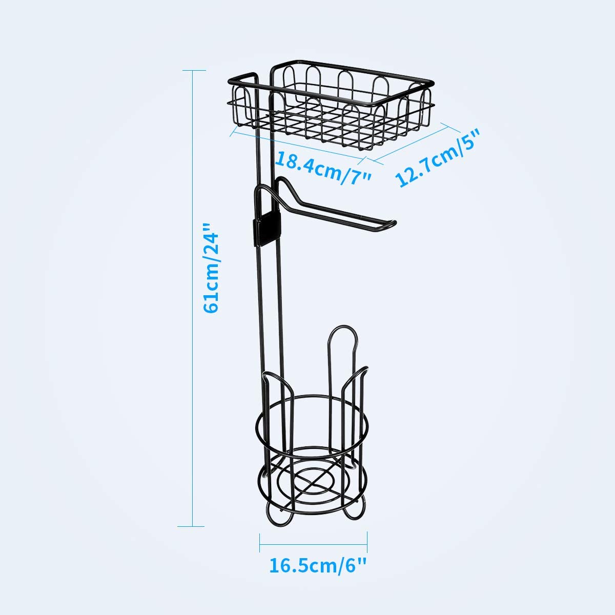 Extra Storage Toilet Paper Holder Stand with Shelf, Movable