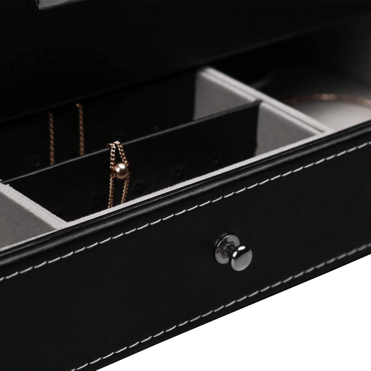 12 Slot PU Leather Lockable Watch and Jewelry Storage Boxes Black