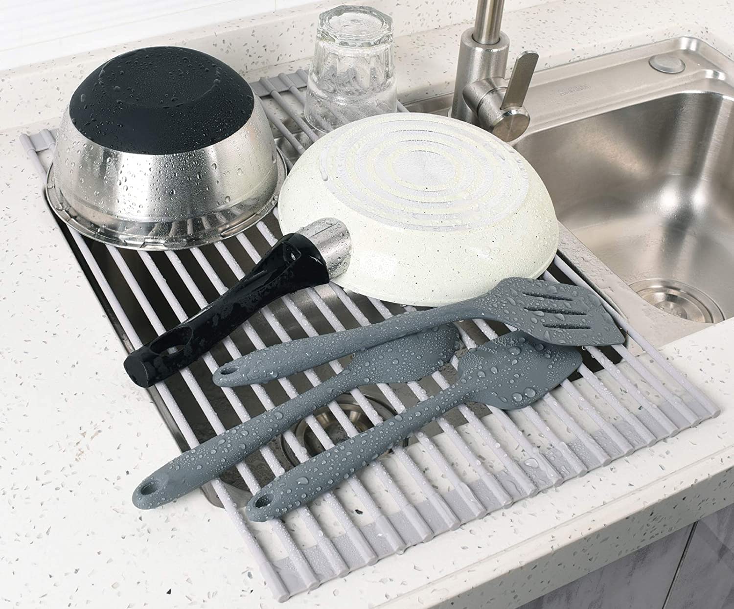 Large Multipurpose Heat-Resistant Roll-Up Dish Drying Rack