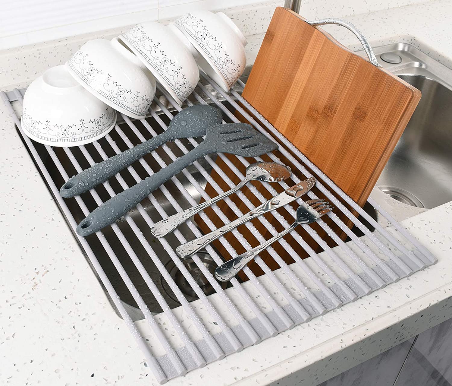 Large Multipurpose Heat-Resistant Roll-Up Dish Drying Rack