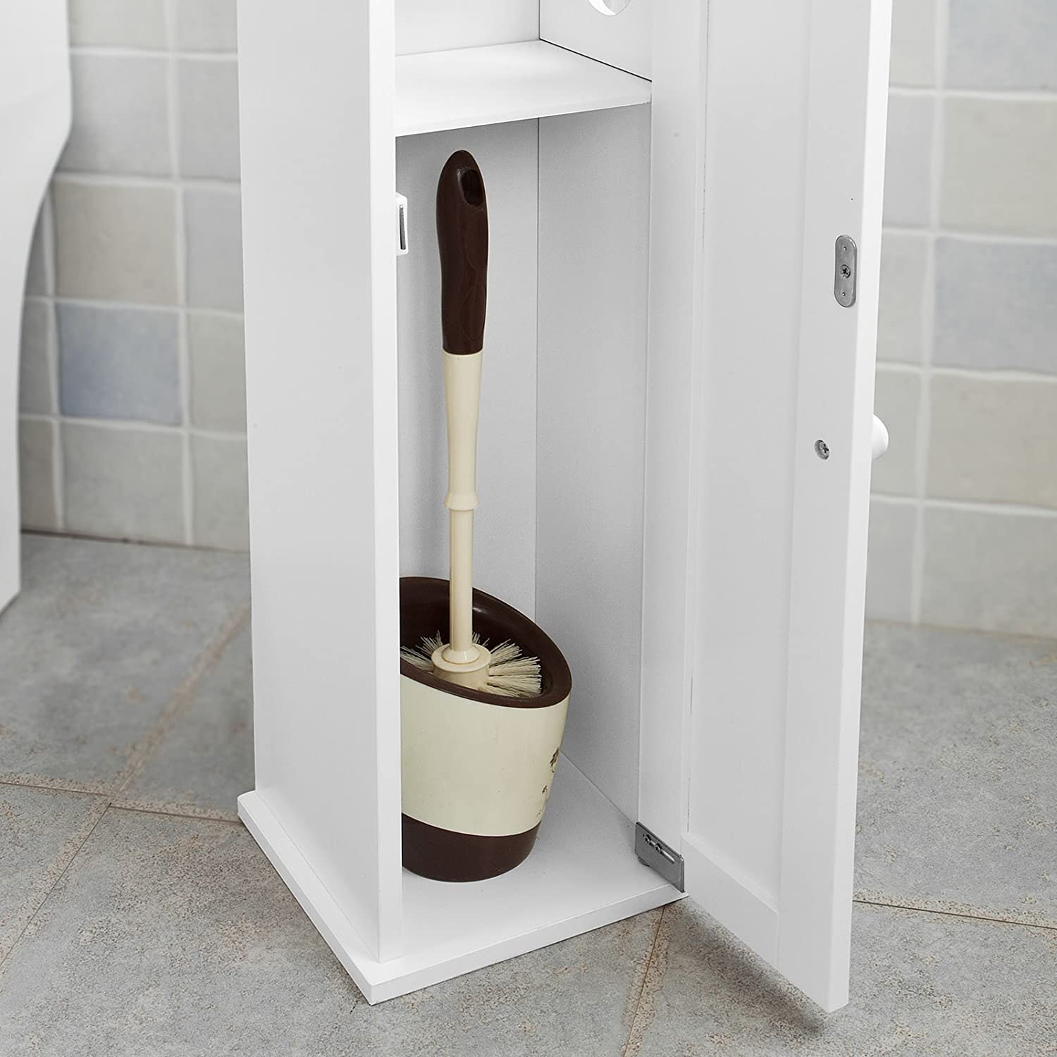 Compact MDF Toilet Paper Holder Cabinet with Storage