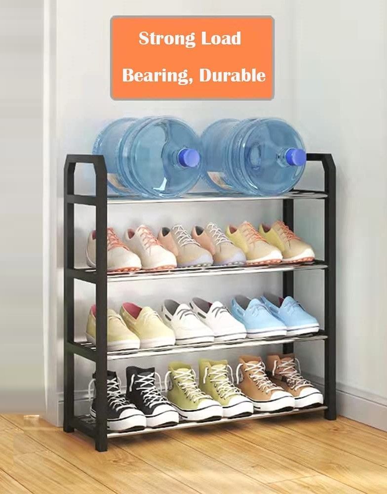 Durable 4 Tier Shoe Rack Organizer, Large Capacity, White