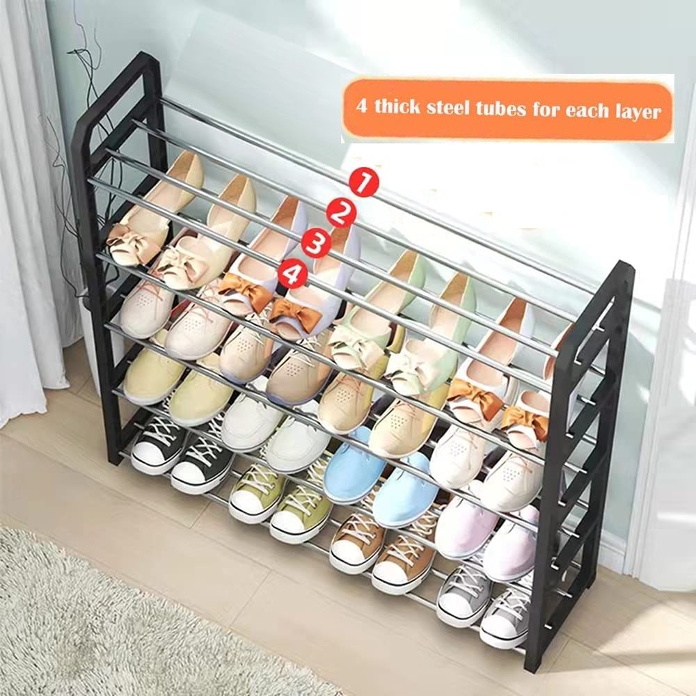 Durable 4 Tier Shoe Rack Organizer, Large Capacity, White