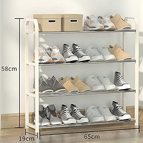 Durable 4 Tier Shoe Rack Organizer, Large Capacity, White