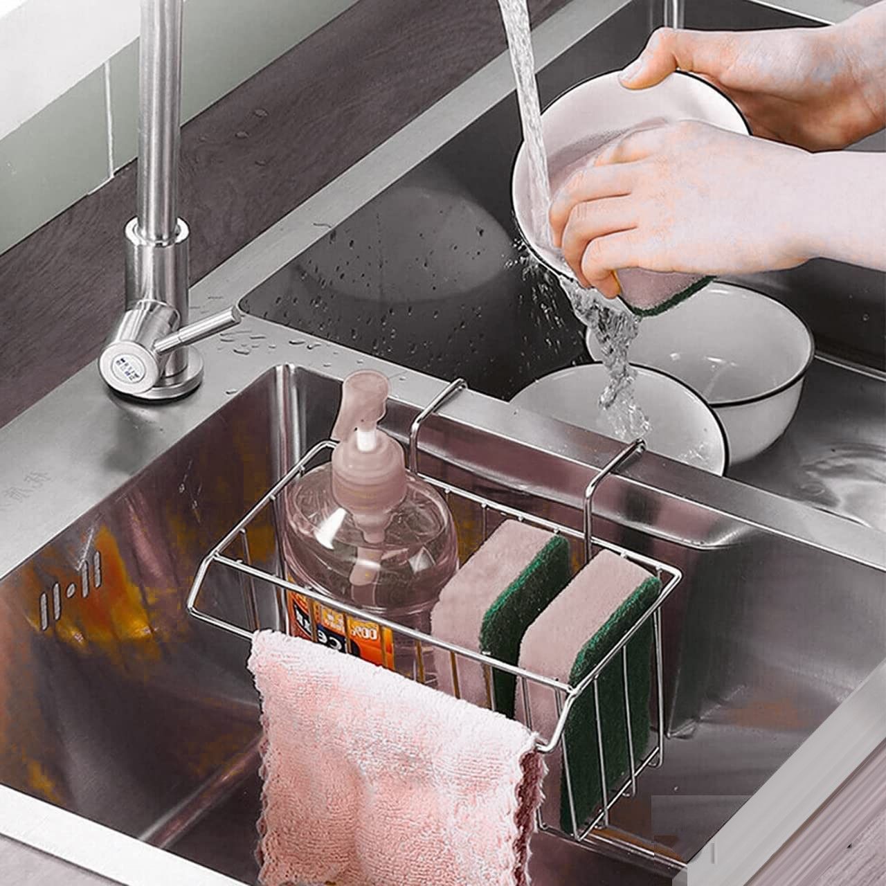 Stainless Steel Kitchen Sink Organizer with Drain