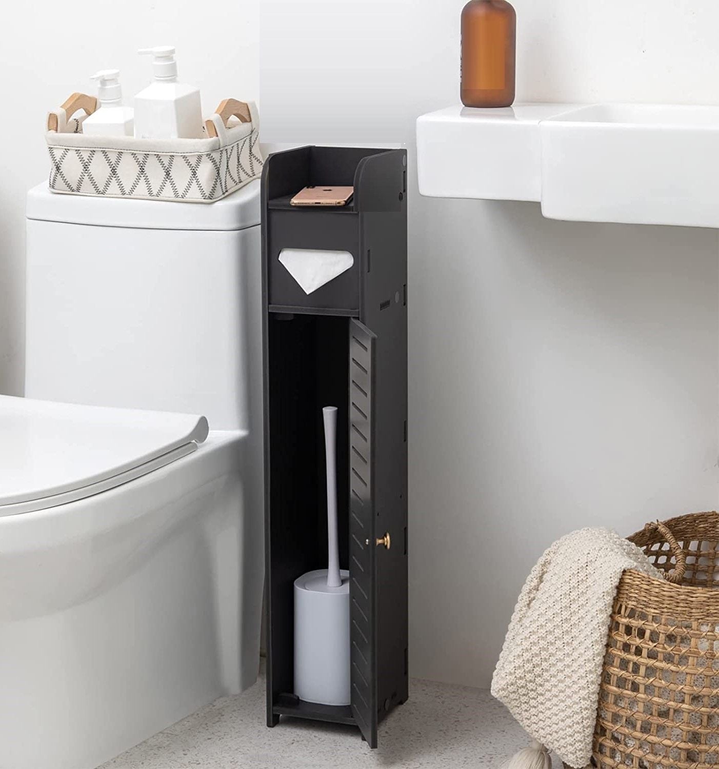 Toilet Paper Roll Holder for Bathroom Black, 80 cm