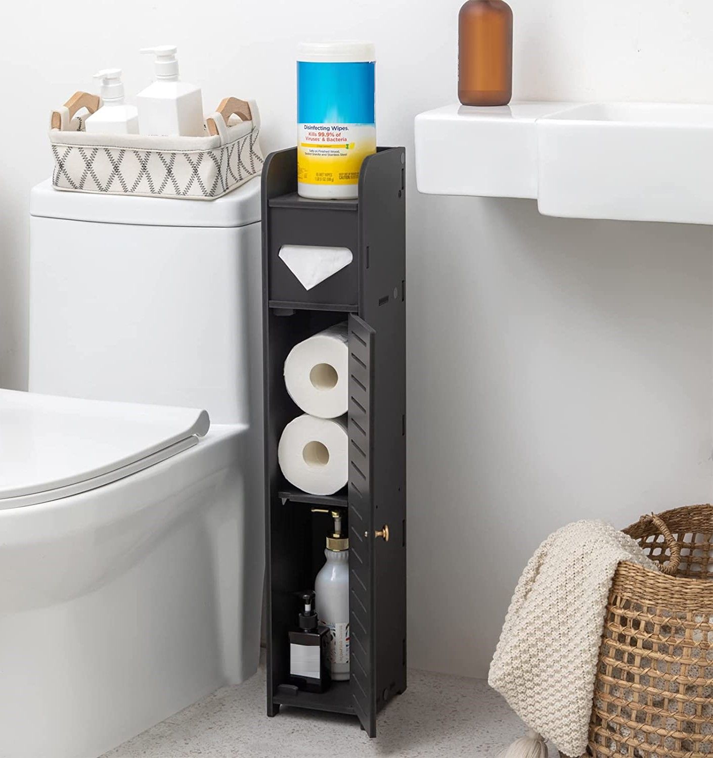 Toilet Paper Roll Holder for Bathroom Black, 80 cm