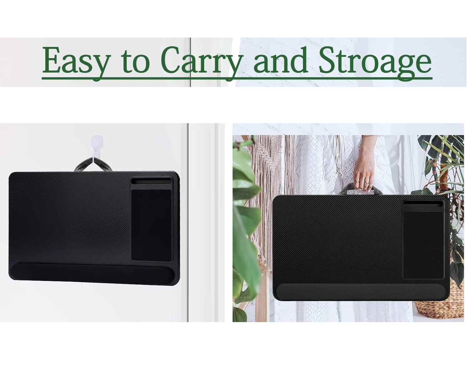 Portable Laptop Desk with Device Ledge, Mouse Pad and Phone Holder for Home Office Black, 43cm
