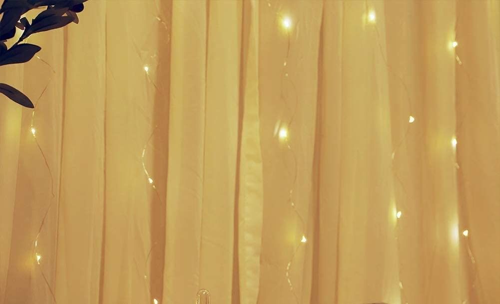 Warm White Curtain Fairy Lights 8 Modes, 300 LEDs, USB, Remote