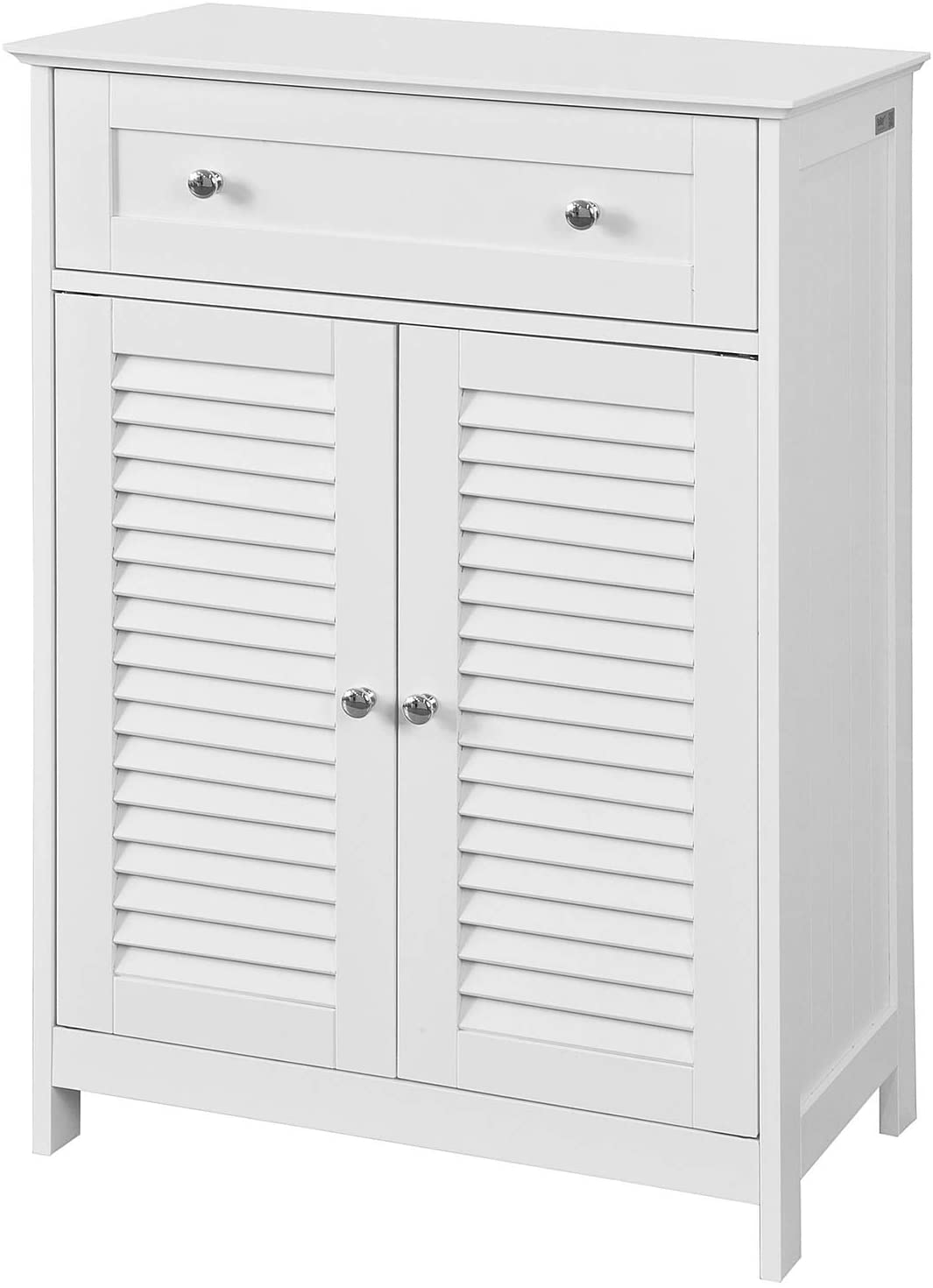 White MDF Storage Cabinet with Shelf, Drawer, 60x87x35 cm