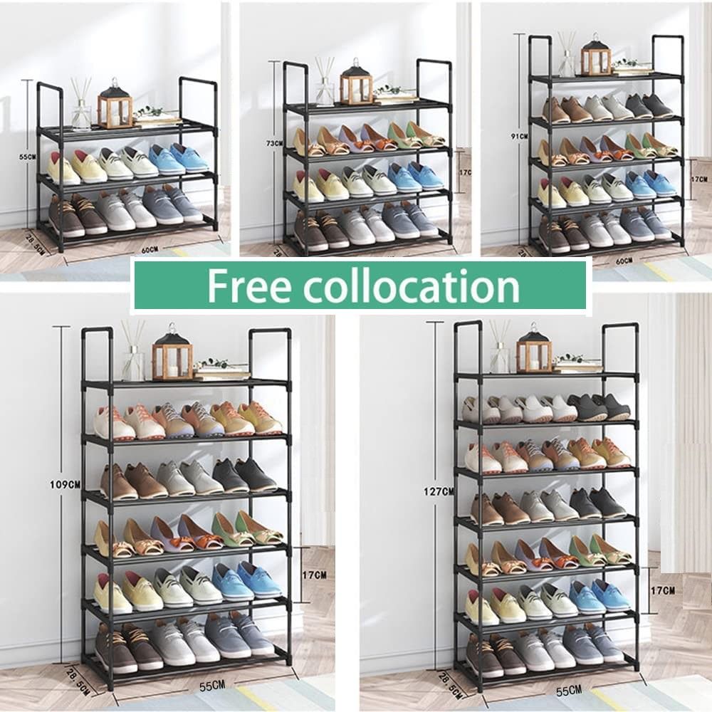 4-Tier Black Stainless Steel Shoe Rack, Holds 20 Pairs