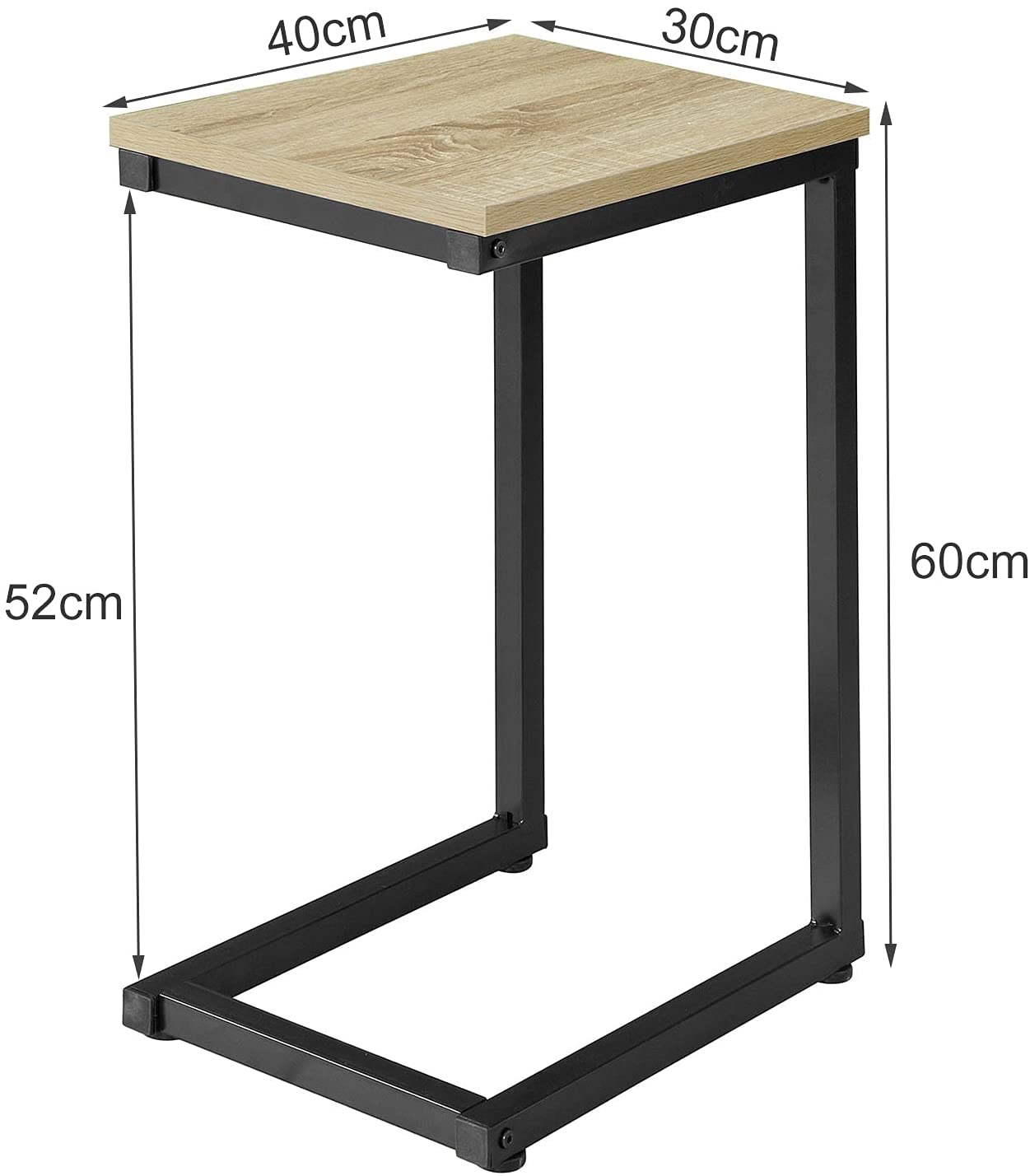 Industrial Sofa Side Table, Particleboard Top, Steel Frame