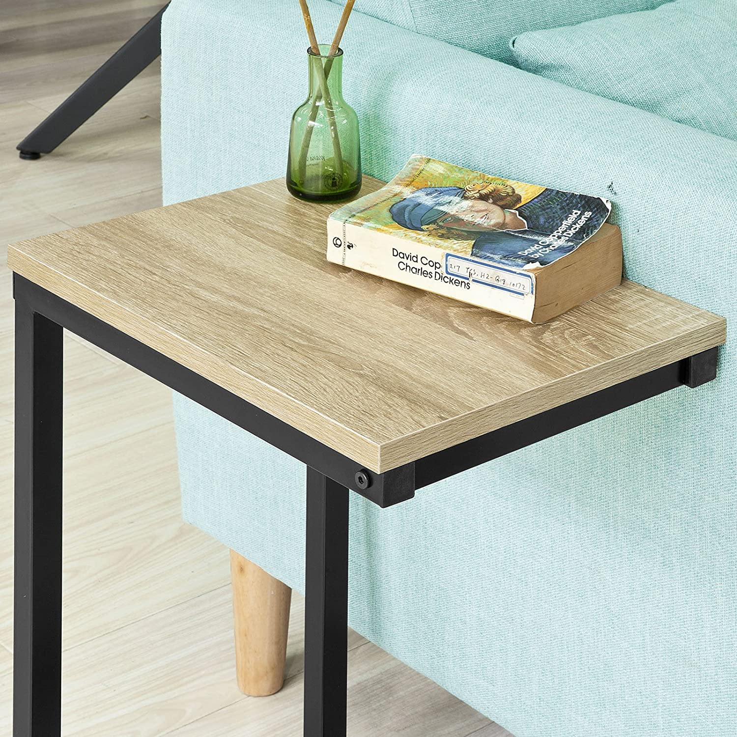 Industrial Sofa Side Table, Particleboard Top, Steel Frame