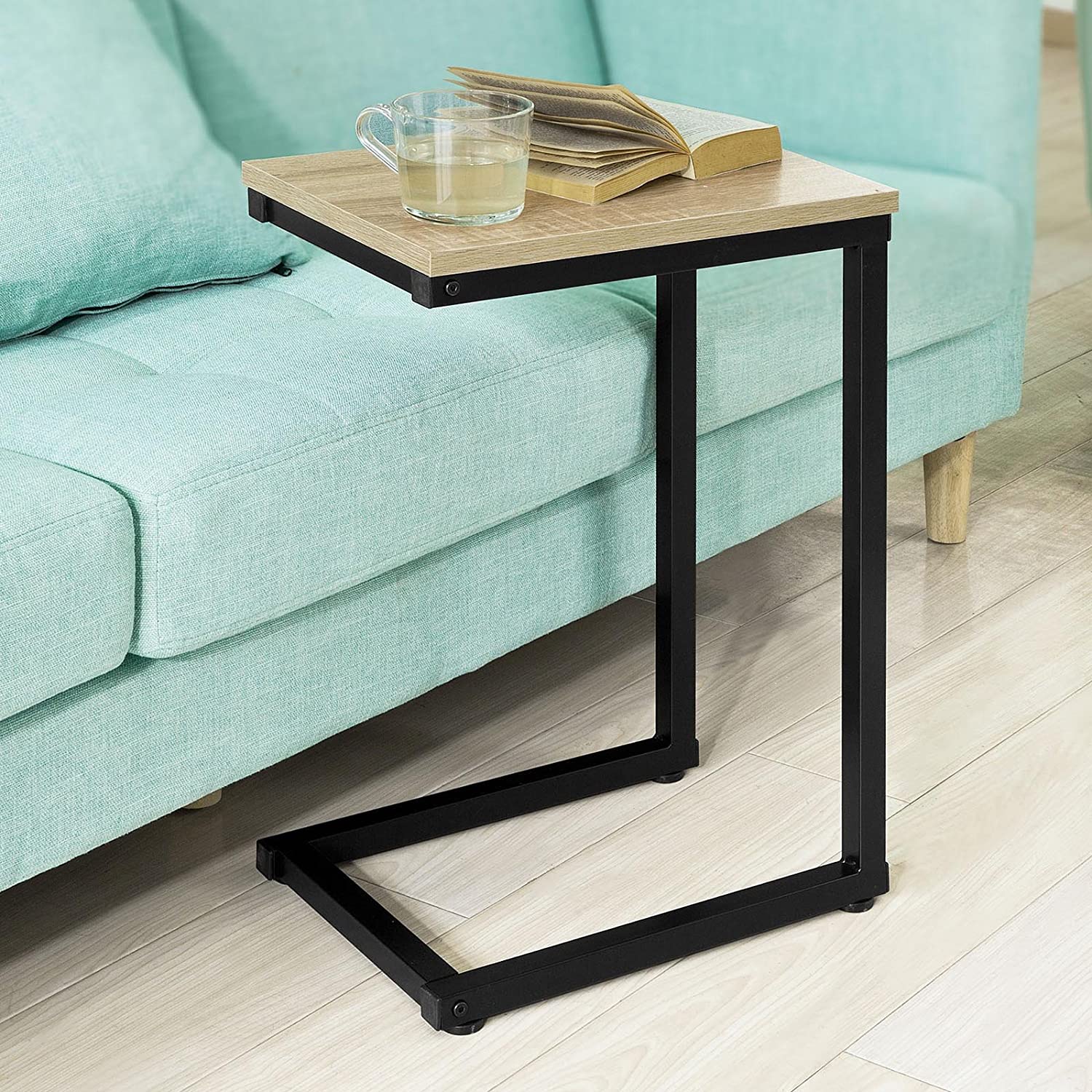 Industrial Sofa Side Table, Particleboard Top, Steel Frame