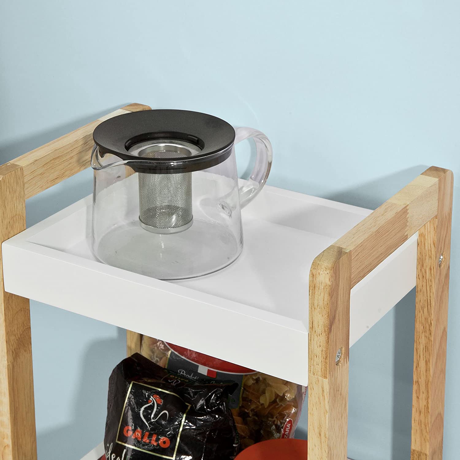 White 3-Tier MDF Bathroom Shelf with Baskets