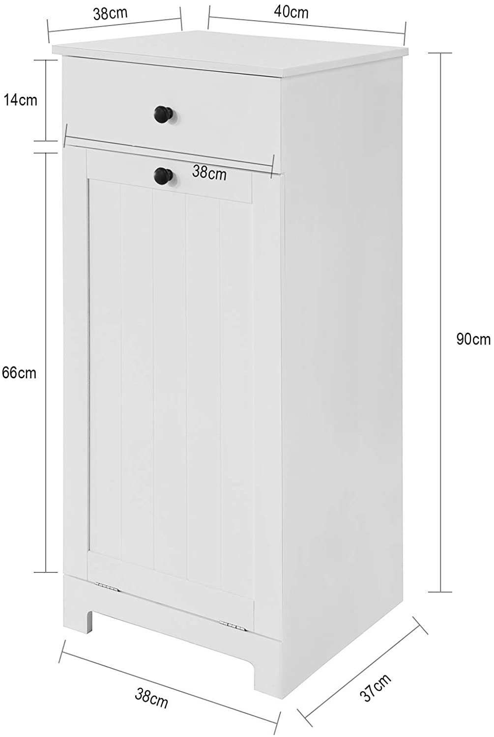 White MDF Bathroom Cabinet, Laundry Basket & Drawer