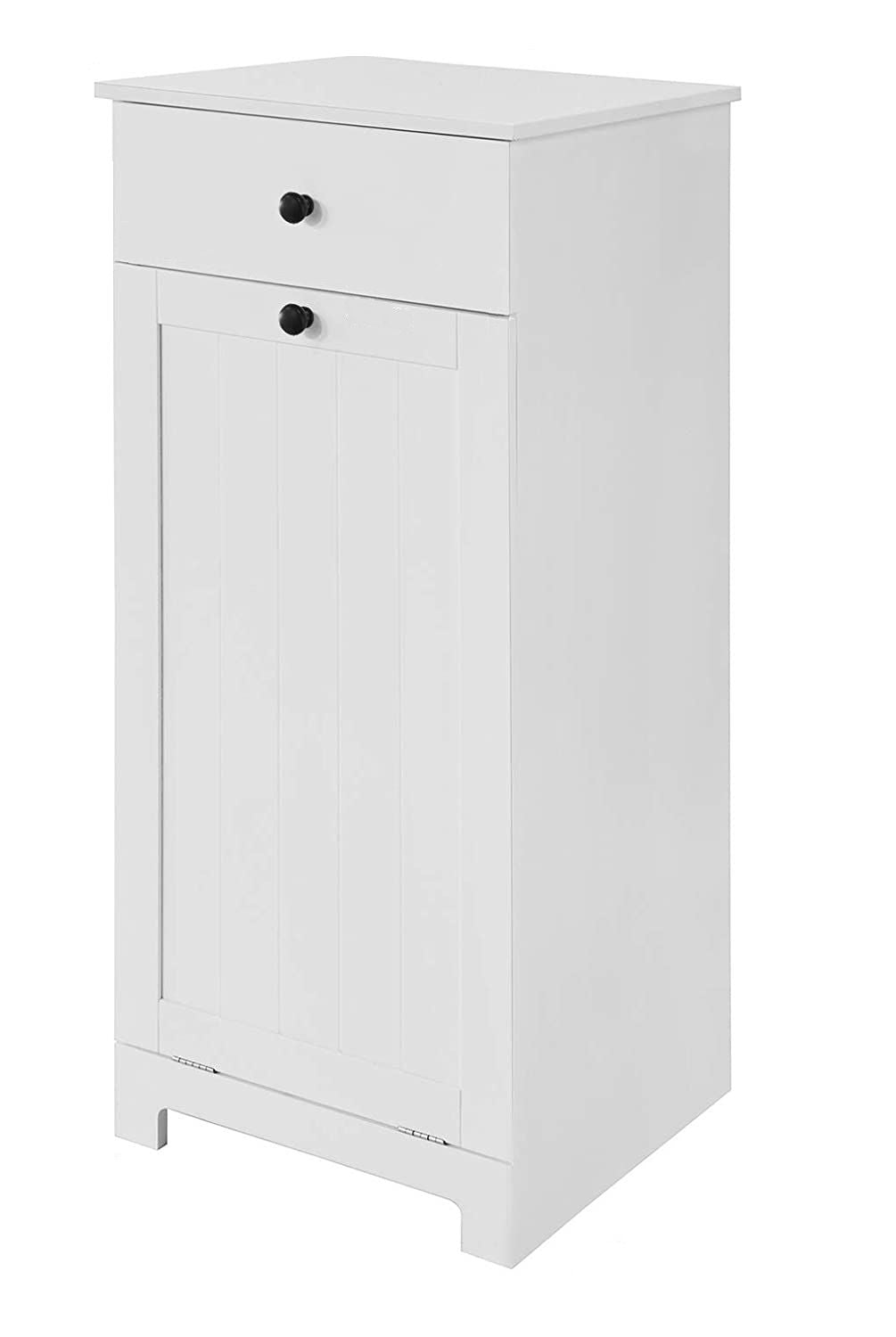 White MDF Bathroom Cabinet, Laundry Basket & Drawer