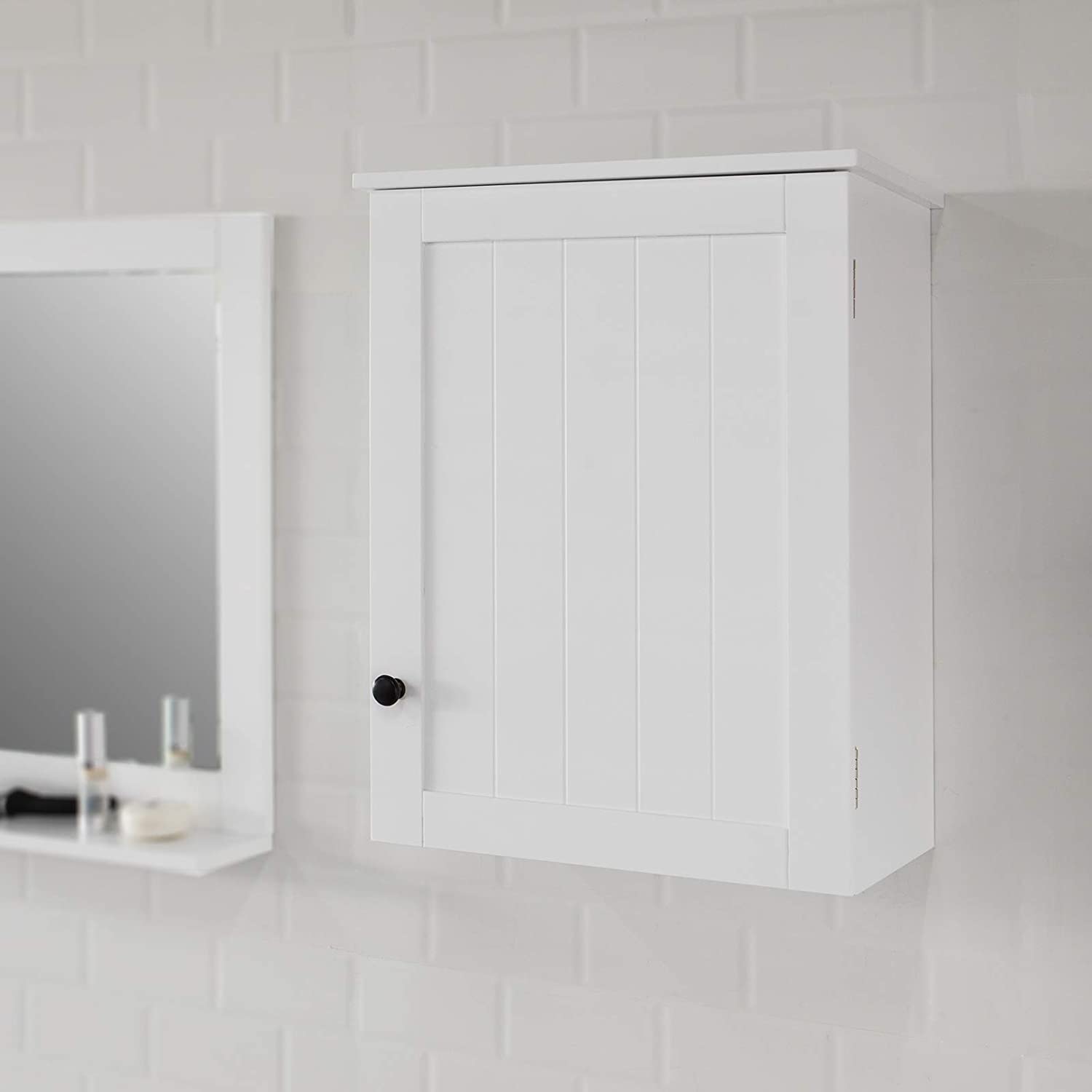 Adjustable Shelf White Wall Cabinet, MDF, 15kg Load, 40x52cm