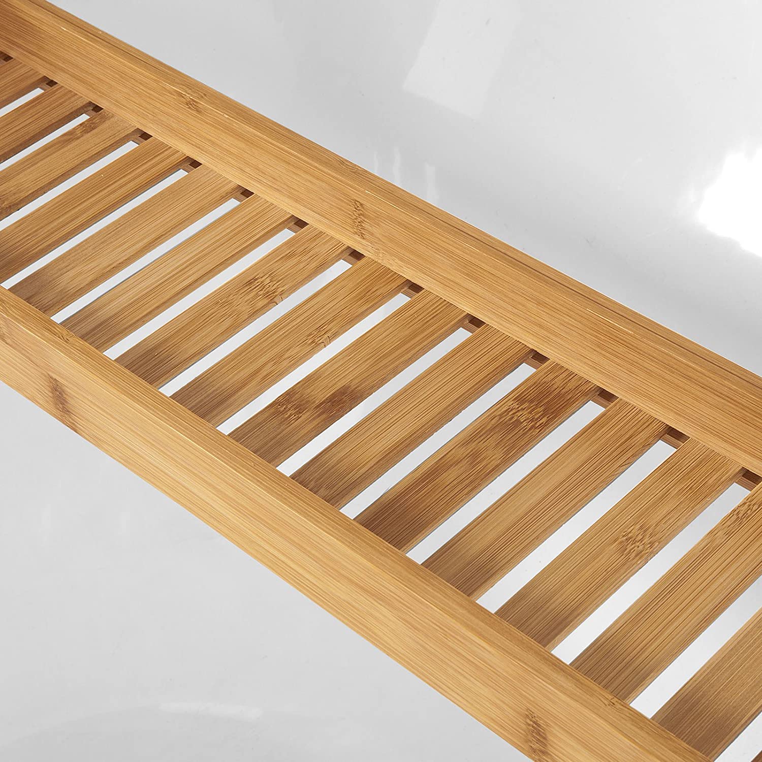 Moisture-Resistant Bamboo Bath Tray Organizer, Natural