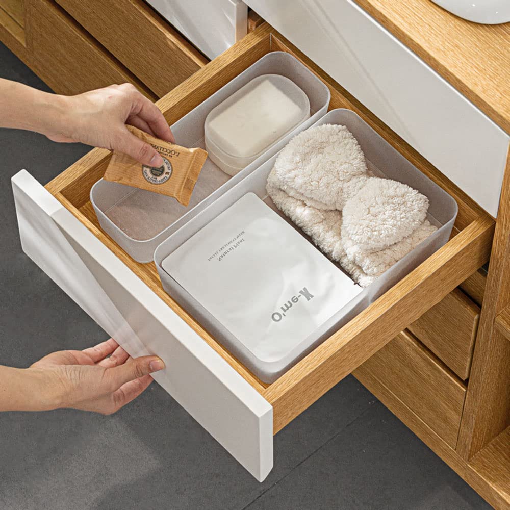 6 Pack Frosted Plastic Drawer Organizers, Multiple Sizes