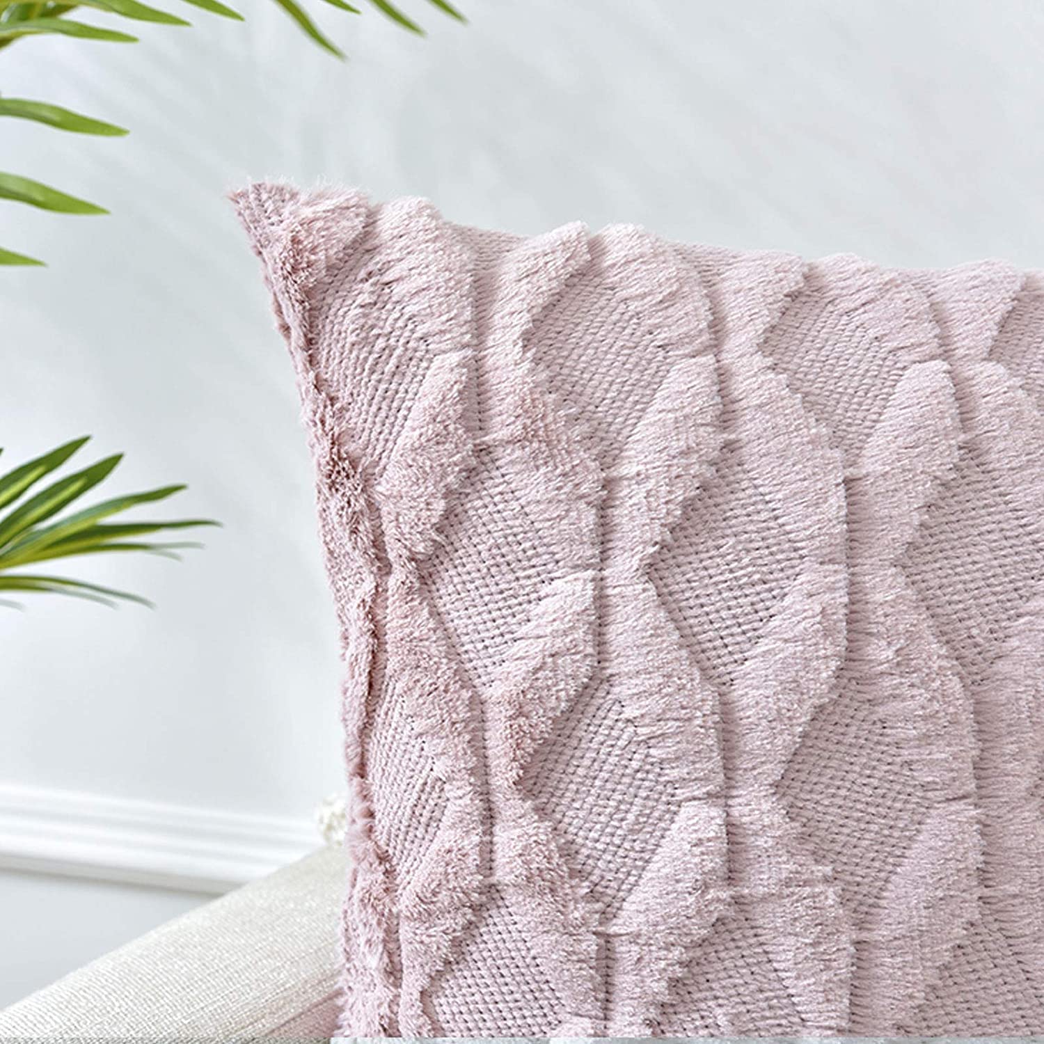 2 Pack Decorative Boho Throw Pillow Covers 45 x 45 cm Pink