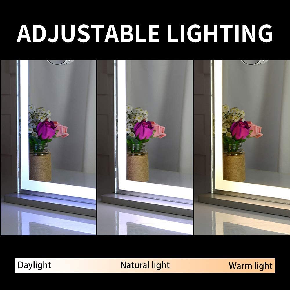 Hollywood LED Makeup Mirror with Smart Touch Control and 3 Colors Dimmable Light 72 x 56 cm