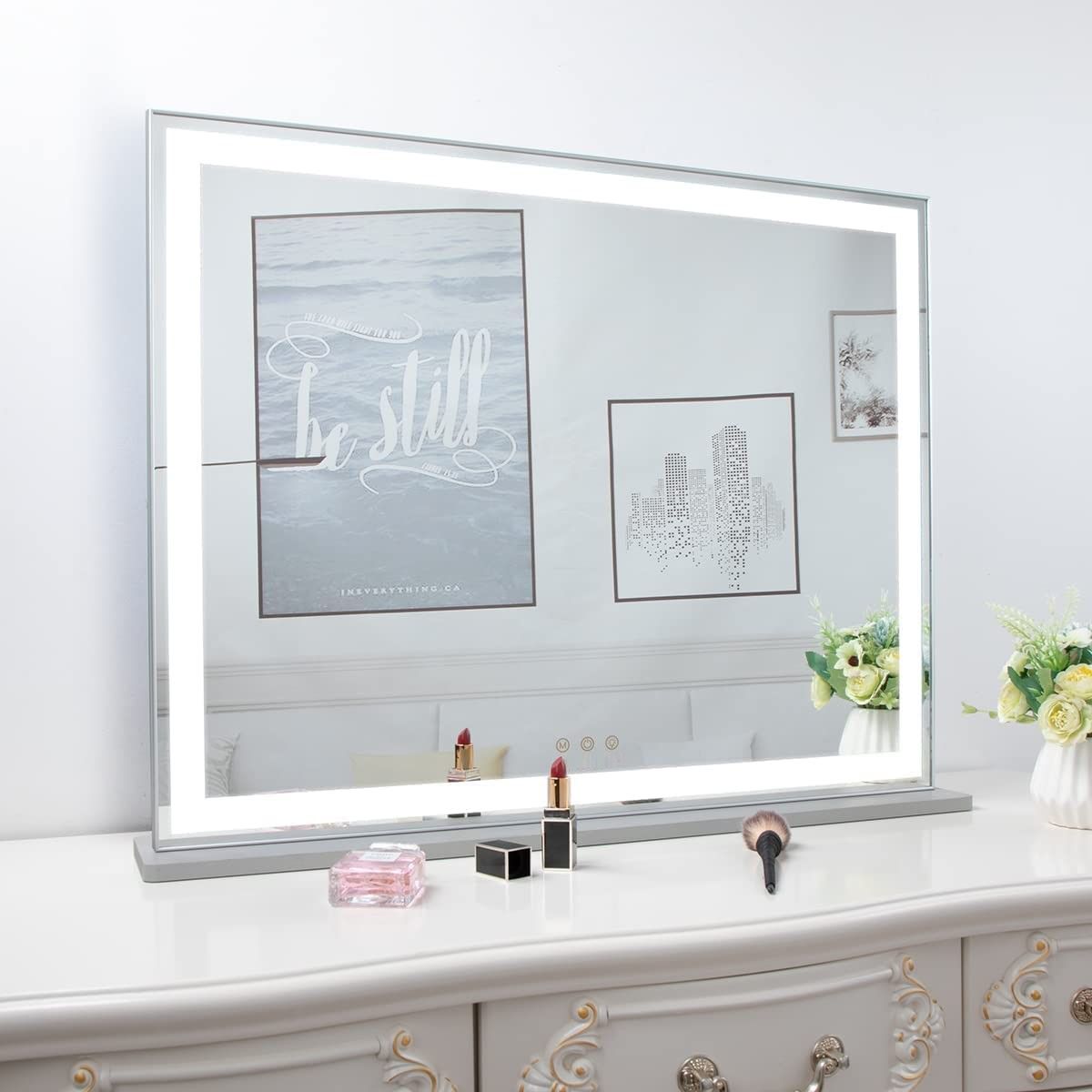 Hollywood LED Makeup Mirror with Smart Touch Control and 3 Colors Dimmable Light 72 x 56 cm