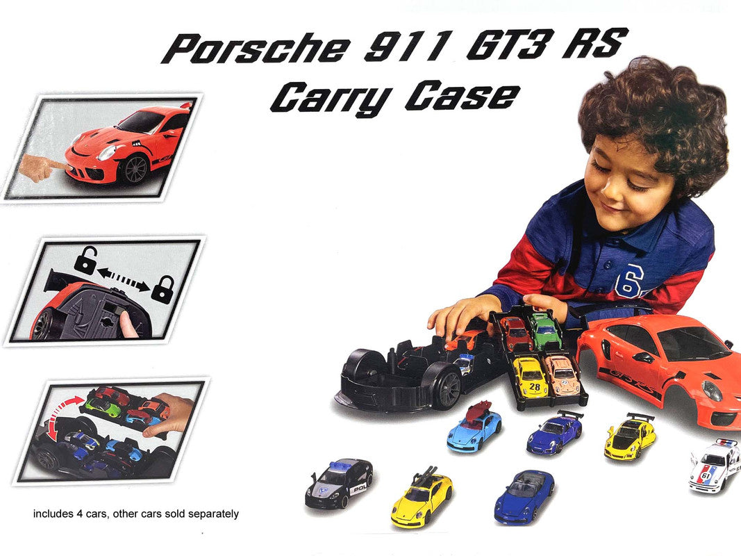 Majorette Porsche 911 GT3 RS Carry Case Set with 4 Diecast Model Cars