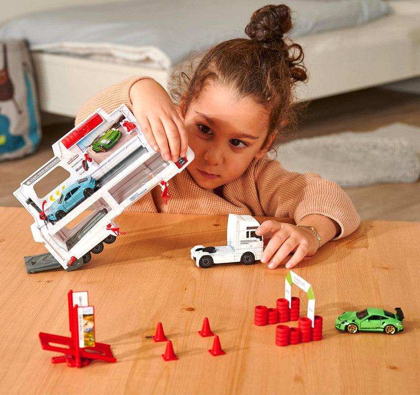 Feature-Packed Porsche Experience Playset with 2 Diecast Cars