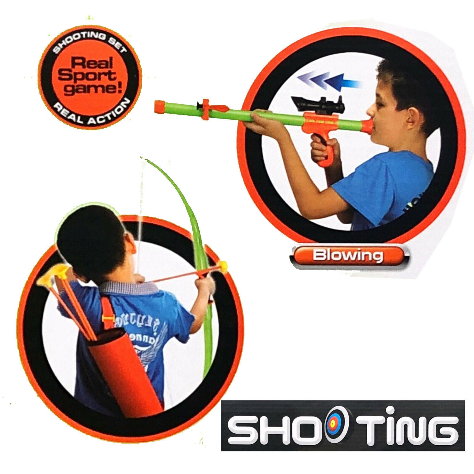 Large 2 in 1 Archery Set Kids Suction Arrows Target 90cm Stand