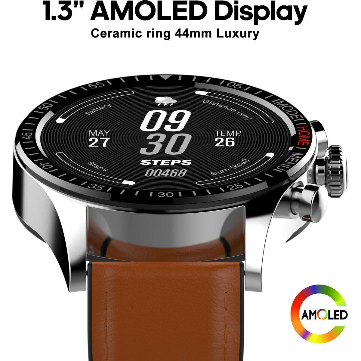 AMOLED Sport Smart Watch 44mm, IP68, Heart Rate Monitor, DGTEC