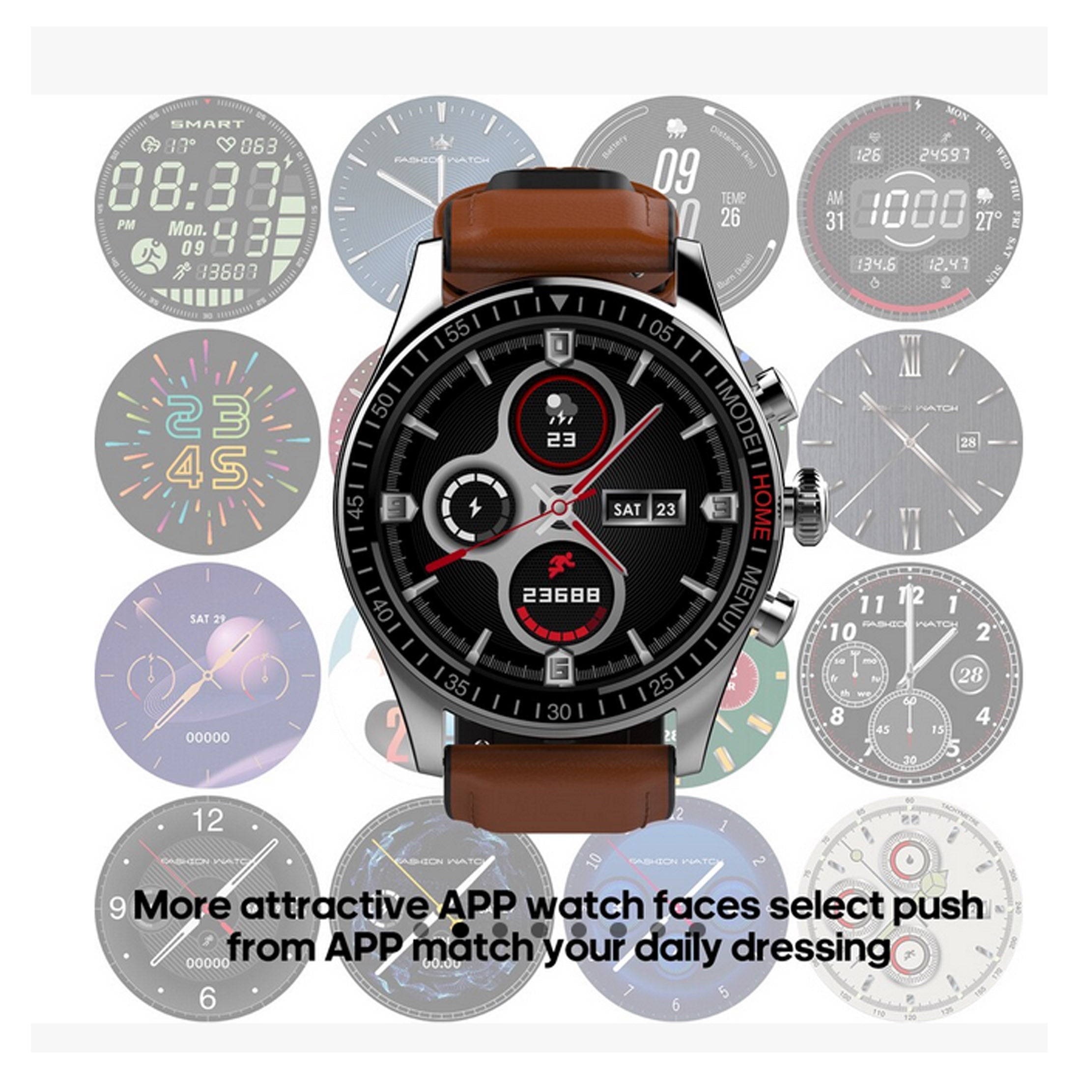 AMOLED Sport Smart Watch 44mm, IP68, Heart Rate Monitor, DGTEC