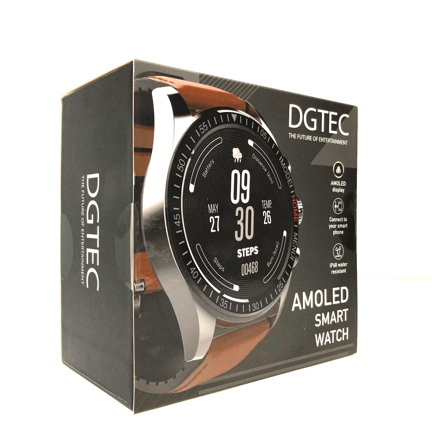 AMOLED Sport Smart Watch 44mm, IP68, Heart Rate Monitor, DGTEC