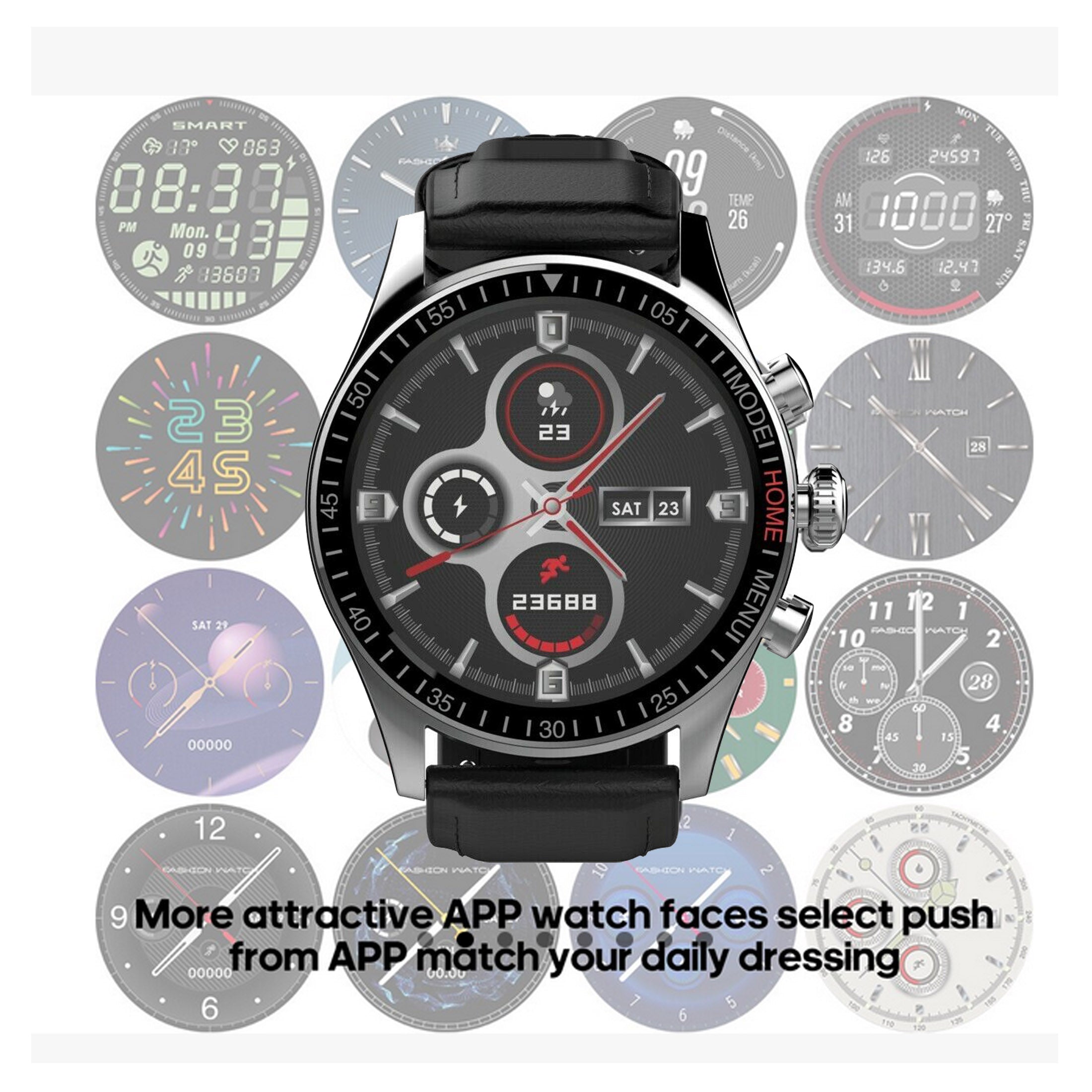 44mm AMOLED Ceramic Waterproof Smart Watch with HRM, DGTEC