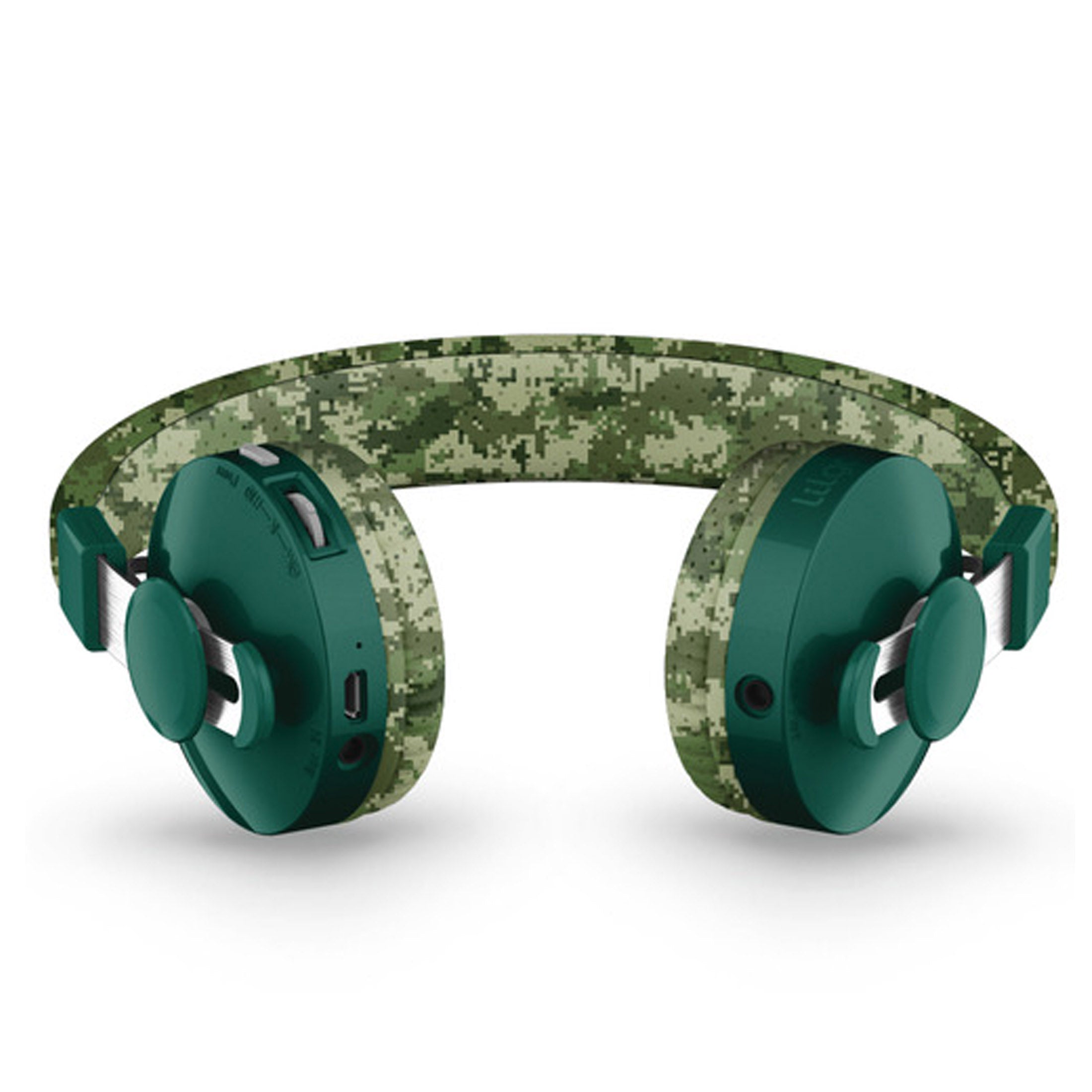 Wireless Kids Headphones, 93dB, Bluetooth, Green Camo, LilGadgets