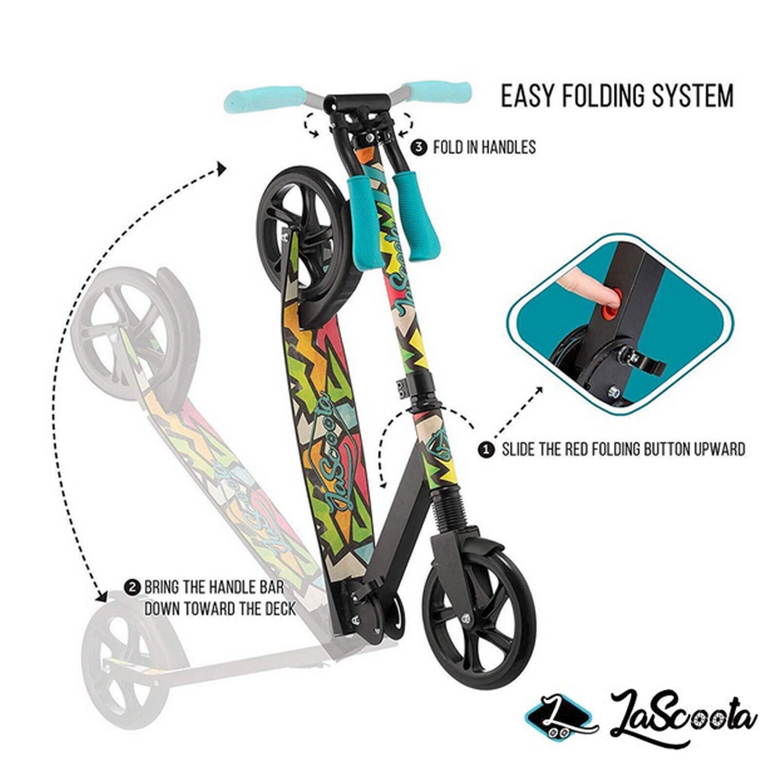 3-Height Adjustable Folding Commuter Scooter - Lascoota Pulse