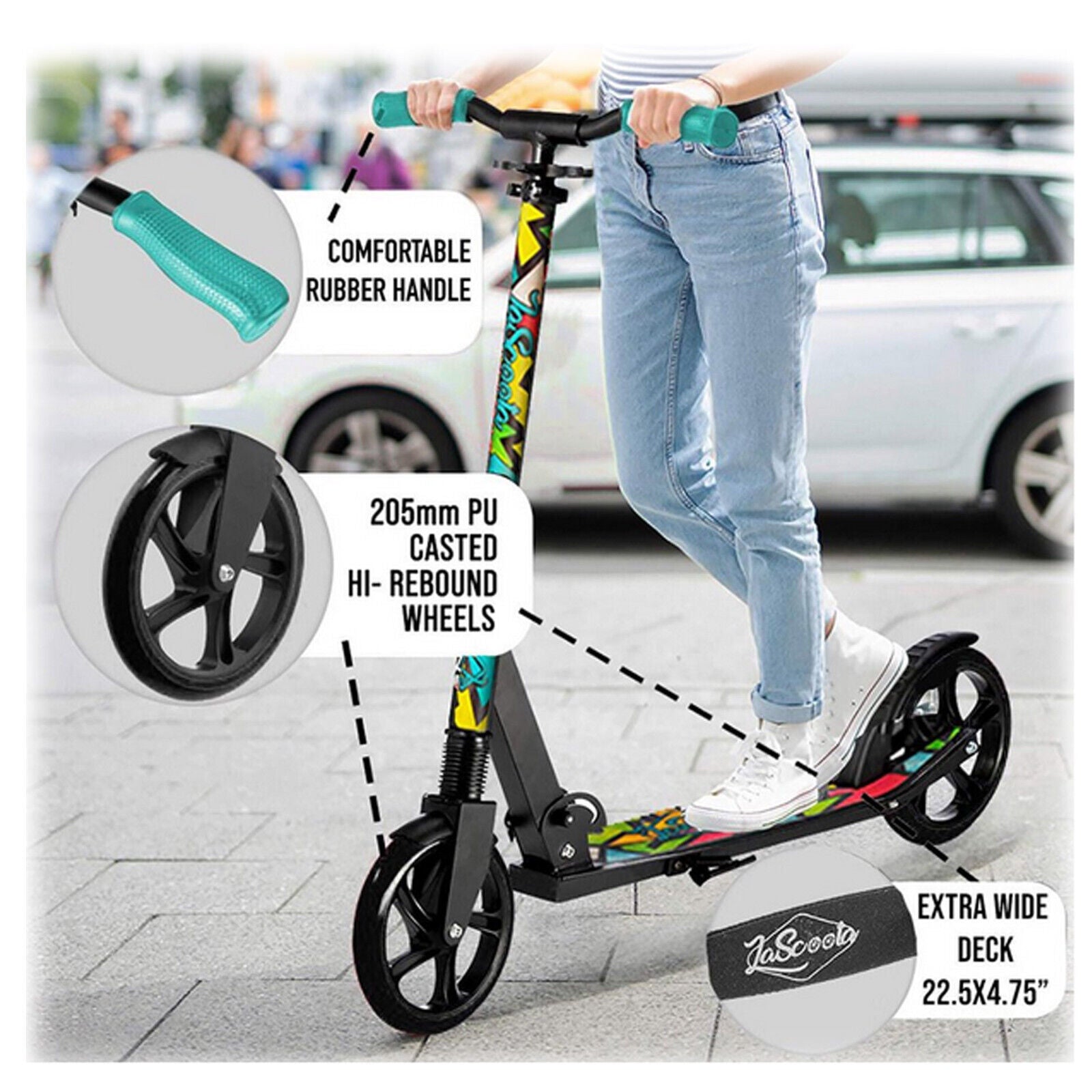 3-Height Adjustable Folding Commuter Scooter - Lascoota Pulse