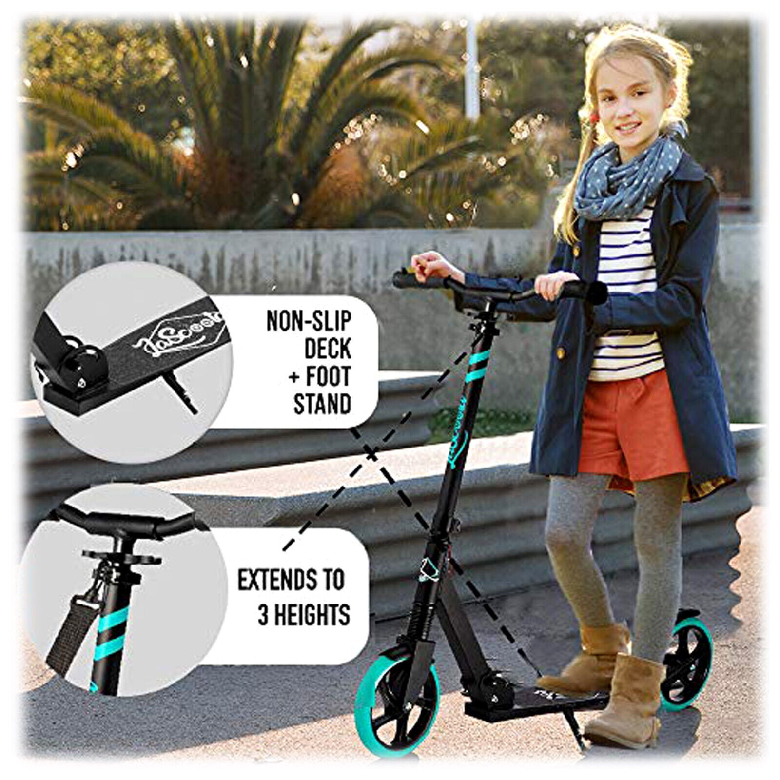 3-Height Adjustable Folding Commuter Scooter - Lascoota Pulse