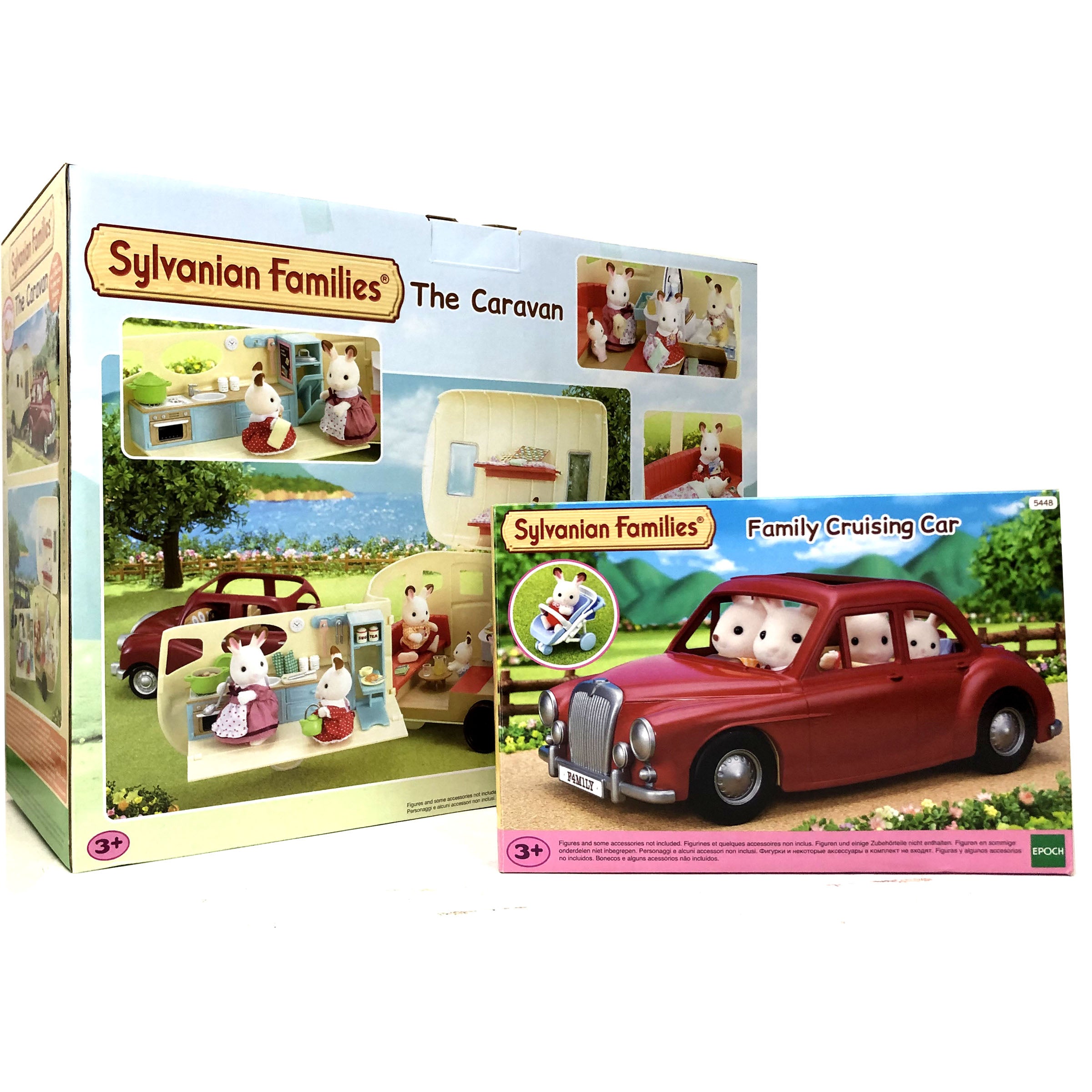 Open-Top Car & Caravan Set with Kitchen & Bathroom by Sylvanian