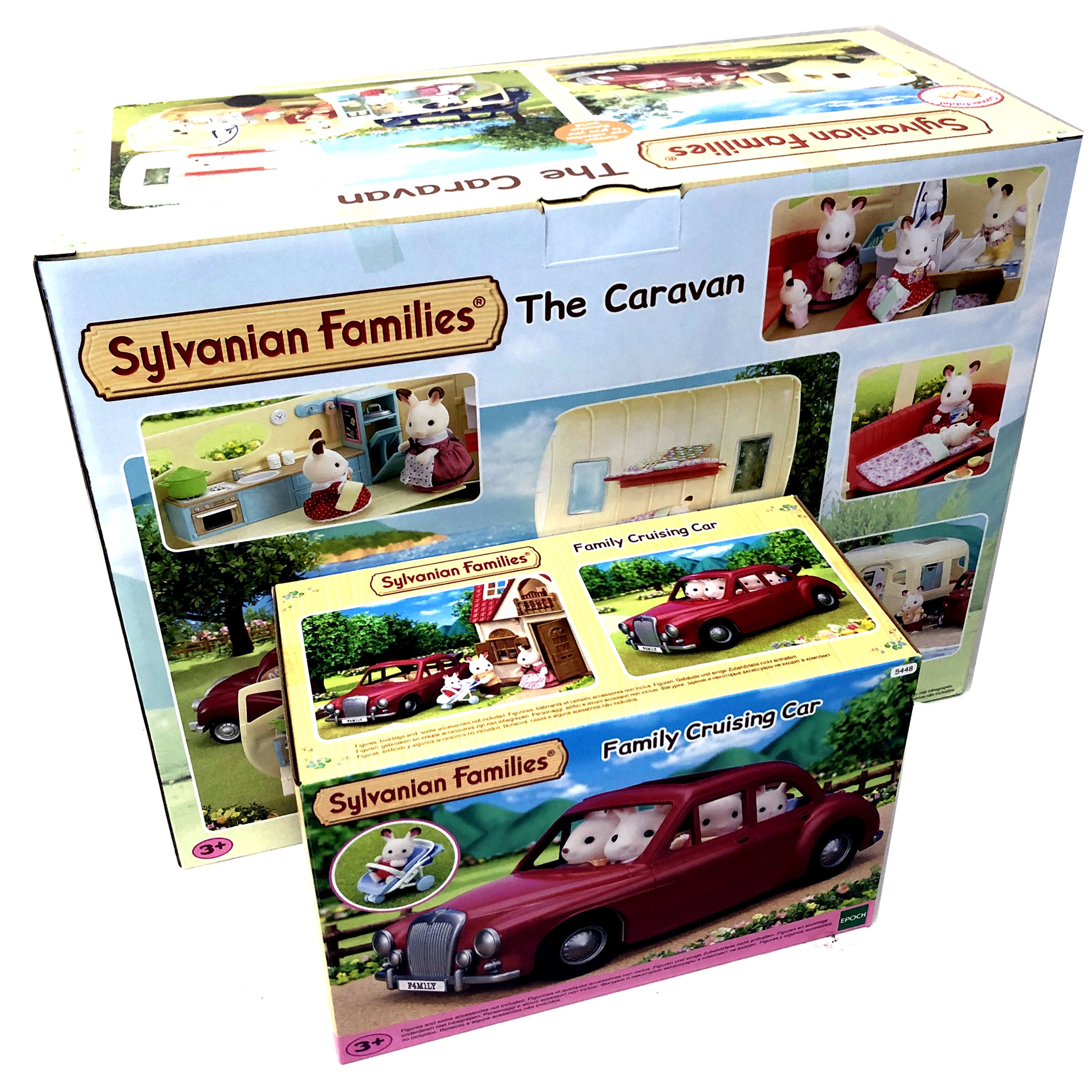 Open-Top Car & Caravan Set with Kitchen & Bathroom by Sylvanian