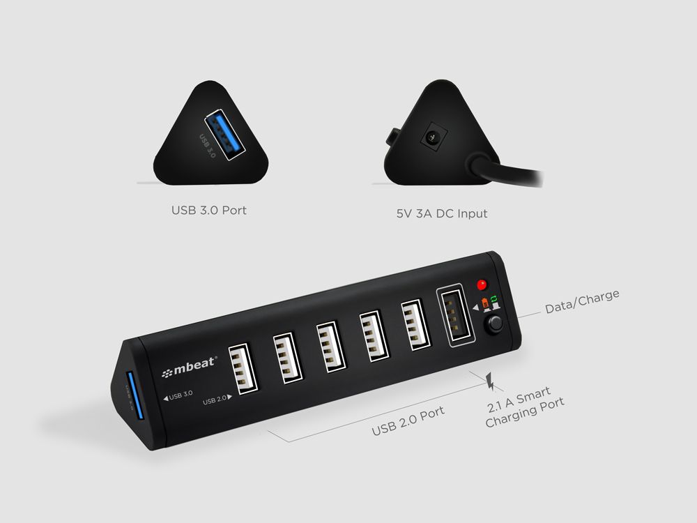 7-Port USB 3.0 & 2.0 Hub with Fast Charging - mbeat