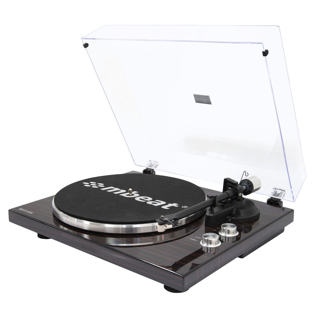 mbeat Hi-Fi Bluetooth Turntable MMC, USB, Anti-skating, Preamplifier - Macassar Ebony