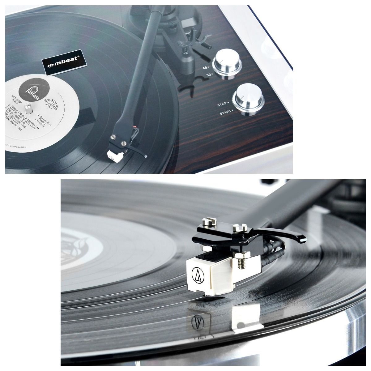 mbeat Hi-Fi Bluetooth Turntable MMC, USB, Anti-skating, Preamplifier - Macassar Ebony