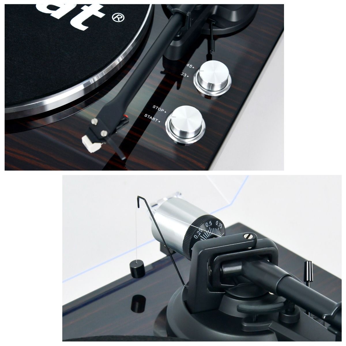 mbeat Hi-Fi Bluetooth Turntable MMC, USB, Anti-skating, Preamplifier - Macassar Ebony