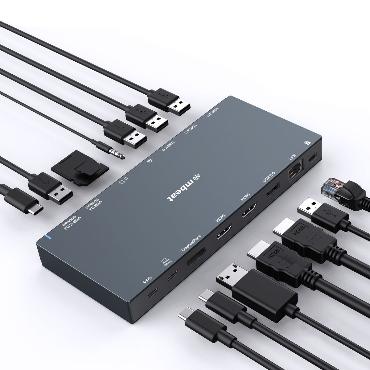 mbeat 15-in-1 Triple Display USB-C Dock 2 x HDMI & 1 x Display Port