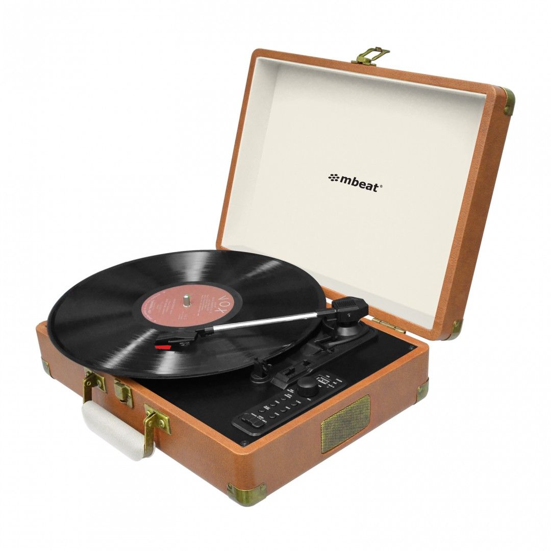 Retro Bluetooth Turntable w/ USB Recording, Built-in Speakers