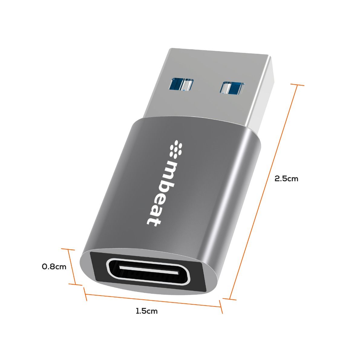 mbeat Elite USB 3.0 Male to USB-C Female Adapter - Space Grey