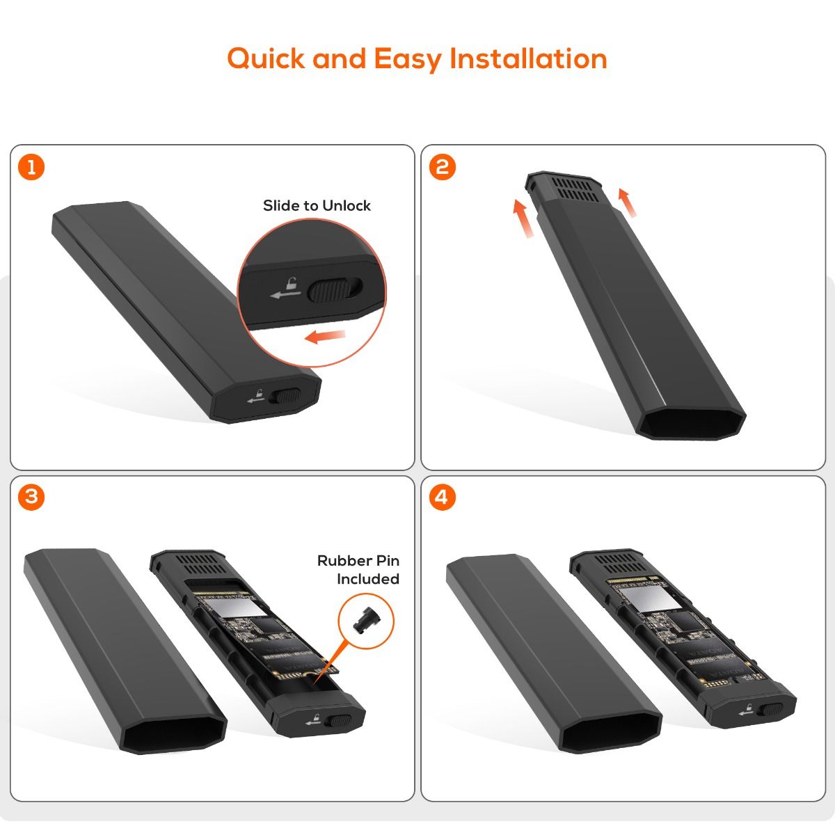 mbeat Elite USB-C to M.2 SSD Enclosure M-Key, B+M Key - Matte Black